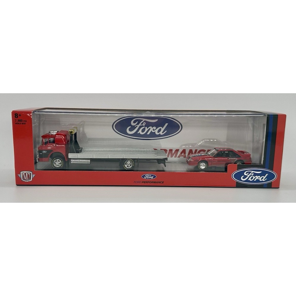 M2 Machines Ford Performance 1966 C-950 & 1987 Mustang GT Auto-Hauler 1:64